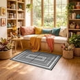 thumbnail image 2 of ODIKA 3'x5' Ultra-Soft Throw Mat, Geometric Minimalist Interlocking Lines Symmetrical Balance Grey None Washable, Bare feet friendly, Easy Care Indoor rug for Bedside, Vanity, 2 of 7