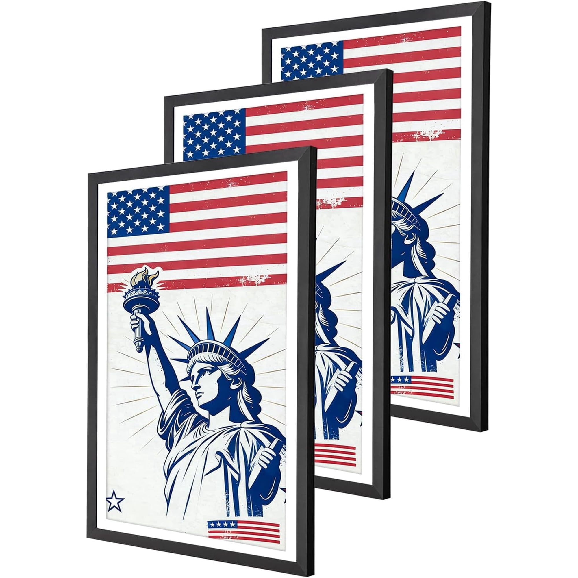 KCRasan 22.375x34 Poster Frames with Mat 3 Pack, Wood Black Picture Frame with Acrylic Glass, Wall Display for Vertical Home Decor Movie Posters, Modern Style