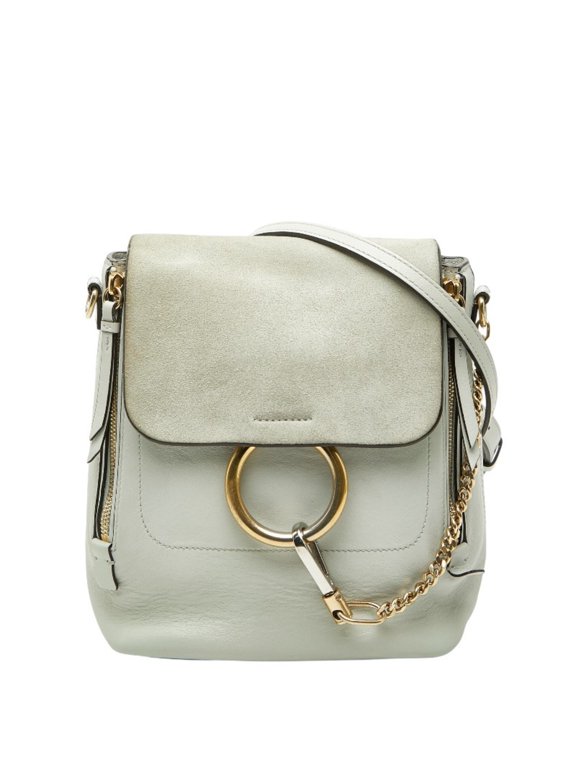 Pre-Owned Chloé Chloe Faye Backpack Shoulder Pack 2-Way Grey Leather Suede Women's