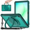 thumbnail image 3 of Case for Samsung Galaxy Tab A11+ 2025/ Galaxy Tab A9+ 2023 Handle Protective Cover 360 Rotating Ring Stand, Shockproof Dropproof Case for Kids Kickstand & Pencil Holder & Shoulder Strap,Dark Green, 3 of 10