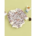 thumbnail image 3 of Franhais Baby Romper, Flower Print Crew Neck Long Sleeve Bodysuit Spring Outfit for Girls, 3 of 8