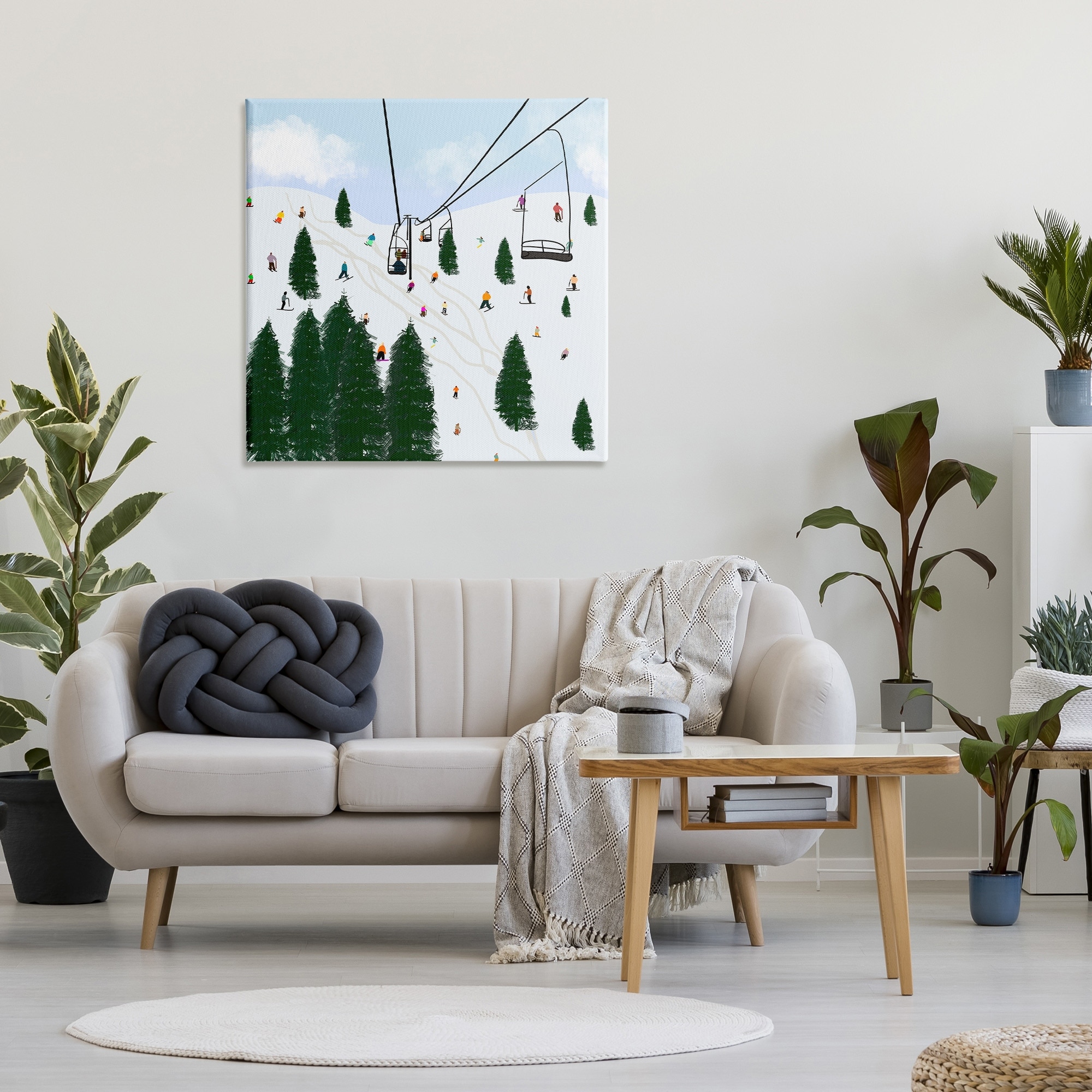Stupell Industries Ski Lift Mountain Landscape Busy Slopes Winter Athletes, 36 x 36, Design by Ashley Singleton