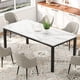 thumbnail image 1 of 70.8-pulgada long dining mesa para 4 - 6 people: grande rectangle wood kitchen mesa con sturdy metal legs y round-cornered blanca marble para moderno industrial dining room, 1 of 7