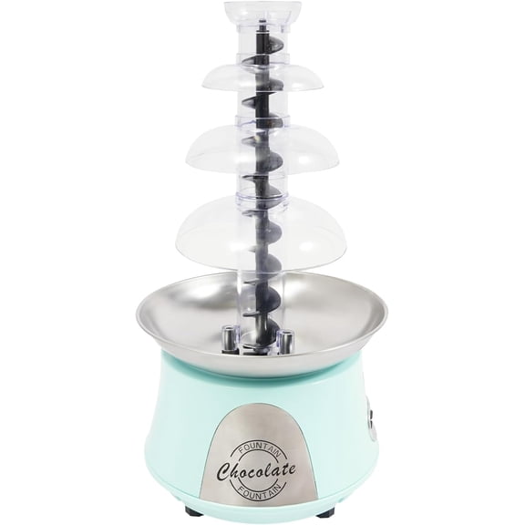 Pro Chocolate Fountain,4-Tier Chocolate Fountain Machine 180W with 2.2lbs Capacity Stainless Steel Electric Fondue for Birthday Party Wedding Splash-Proof Base (Blue)