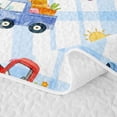 thumbnail image 5 of Castle Fairy Watercolor Truck Twin Quilt Set for Girls,Plaid Check Art Twin Coverlet Set for Bedroom,Blue Green Yellow, 5 of 7