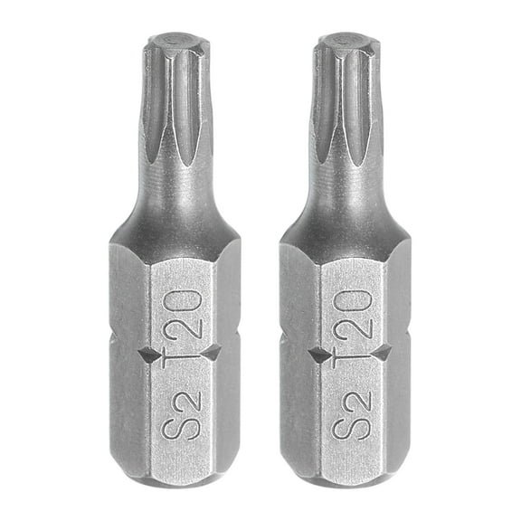 Uxcell 2pcs 1/4" Hex Shank T20 Head 1" Length S2 Torx Screwdriver Bit