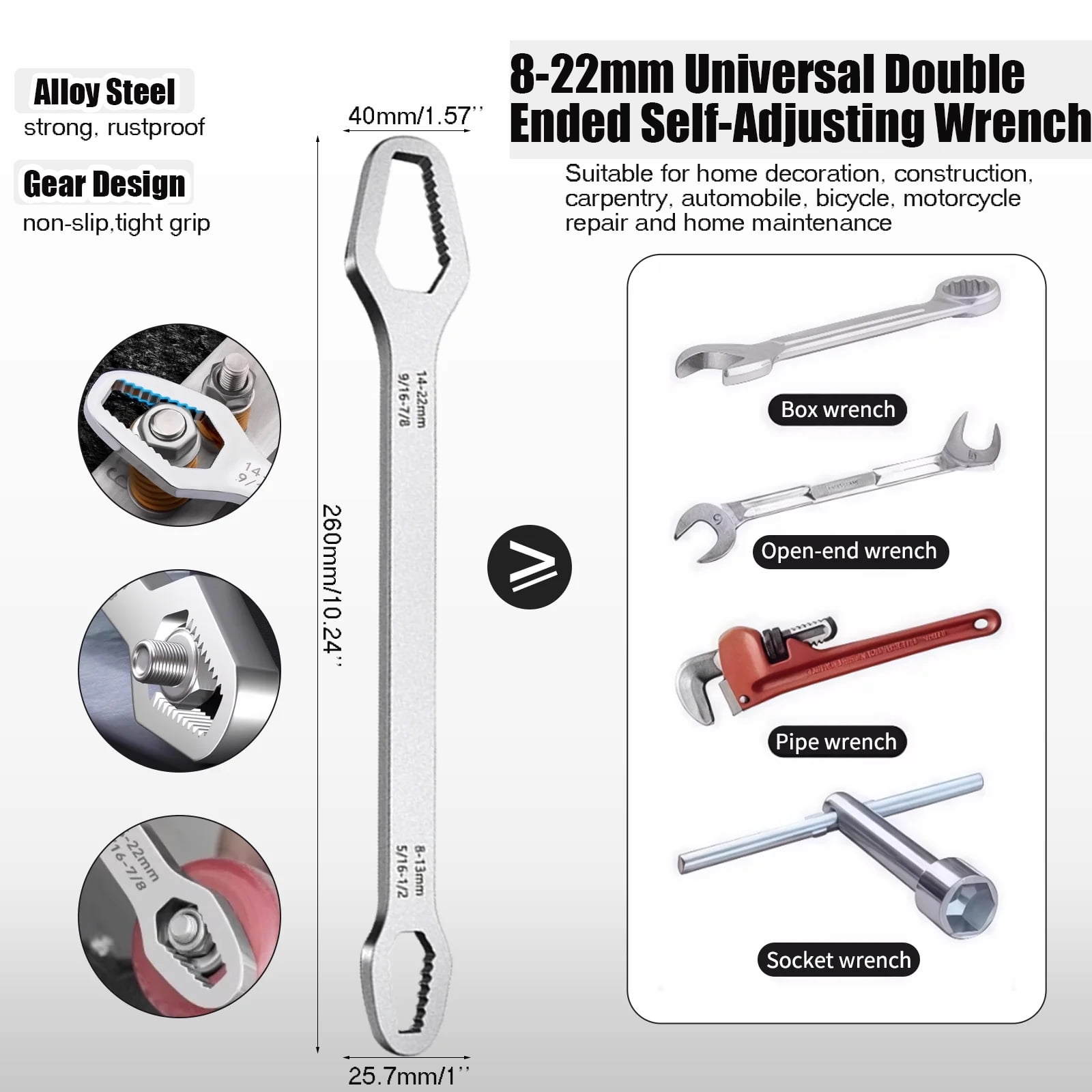 Pershook Multifunctional Faucet Sink Basin Wrench Tool Set,Plumbing Tools for Tight Spaces,Adjustable Wrench,Plumber Wrench for Toilet,Kitchen Repairs