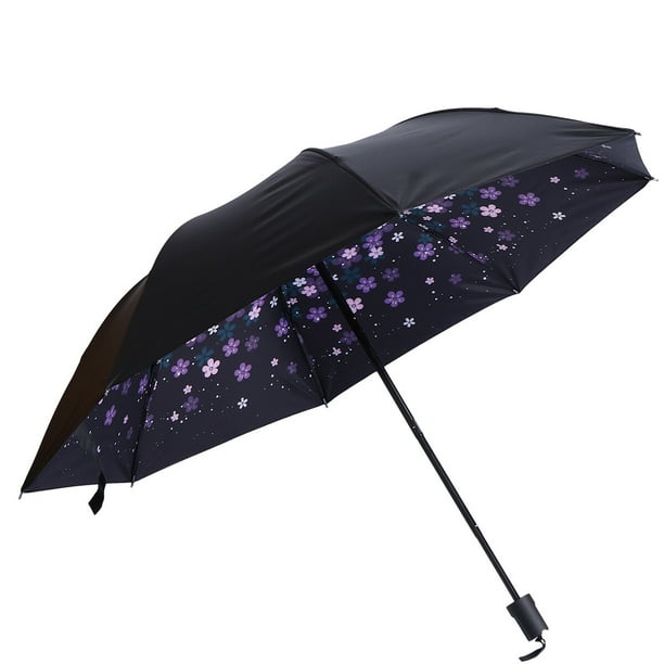 BRIGHTFUFU Paraguas de sombrilla púrpura Sakura Paraguas plegable de protección UV de moda para exteriores