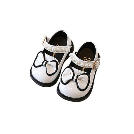 

UKAP Children Mary Jane Comfort Flats Ankle Strap Dress Shoes Non-slip Princess Shoe Toddler Girl Bowknot Casual Beige 5.5C