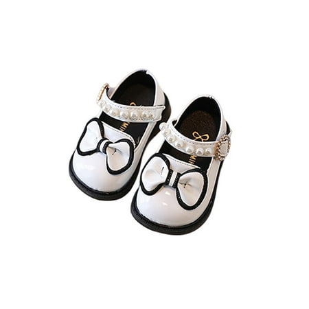 

Daeful Toddler Girl Flats Comfort Dress Shoes Ankle Strap Mary Jane Wedding Lightweight Casual Bowknot Princess Shoe Beige 7.5C