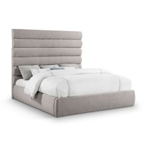 Meridian Furniture Adam Taupe Linen Textured Fabric King Bed