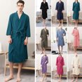 thumbnail image 3 of Hombres Mujeres Albornoz Mangas 3/4 Bolsillo Cinturón de cintura Suave y transpirable Ropa de dor Romacci Bata de baño, 3 of 7