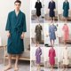 thumbnail image 3 of Hombres Mujeres Albornoz Mangas 3/4 Bolsillo Cinturón de cintura Suave y transpirable Ropa de dormir Abanopi Rosa/3X-grande, 3 of 7