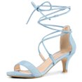 thumbnail image 1 of Sandalias Con Puntera Abierta Y Cordones Con Tacón Bajo Para Mujer Cielo azul 37, 1 of 6