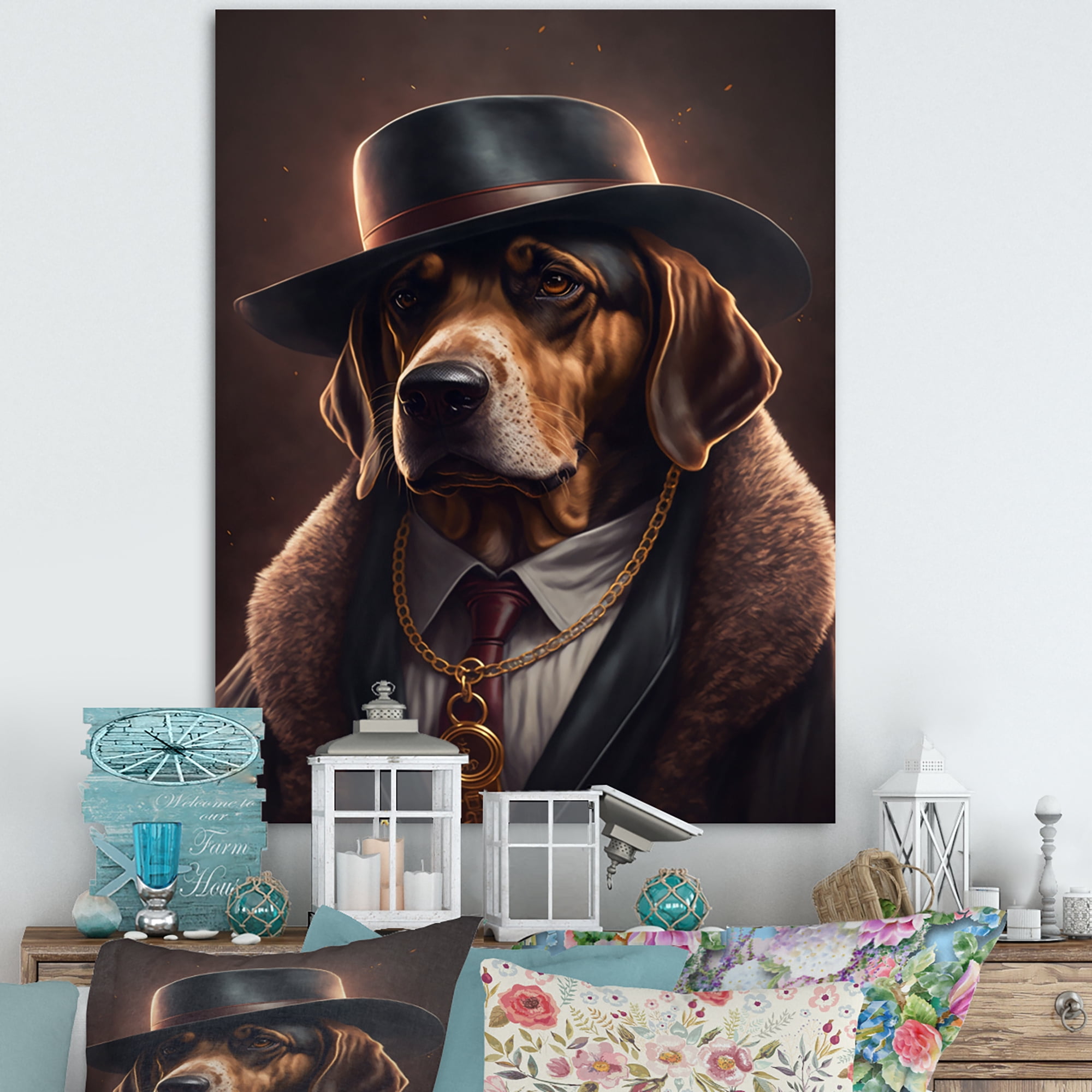Designart Mafia Dog II Canvas Wall Art