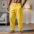 thumbnail image 2 of Hearthz Mens Joggers Athletic Lounge Lightweight Breathable Cinch Bottom Mens Sweat Pants with Pockets Yellow L, 2 of 8