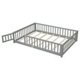 thumbnail image 6 of Full Size Floor Bed for Kids, Wood Platform Bed with Fence and Door, Montessori Bed Frame with Slats Support, Playhouse Bed with Door Design, for Toddler, Boys,Girls,No Box Spring Needed,Grey, 6 of 9