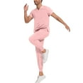 thumbnail image 3 of Medical Scrub Set for Men, Modern V Neck Scrub Top & Jogger Pant with 8 Pockets Professionals Soft Stretch Athletic Nursing Uniform Workwear (Pink), 3 of 6