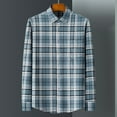 thumbnail image 2 of BiZtdJrK Men's Casual Button Up Shirts Regular Fit Long Sleeve Plaid Shirt with Chest Pocket Collared Neck Work Tops, Blue, 2 of 5
