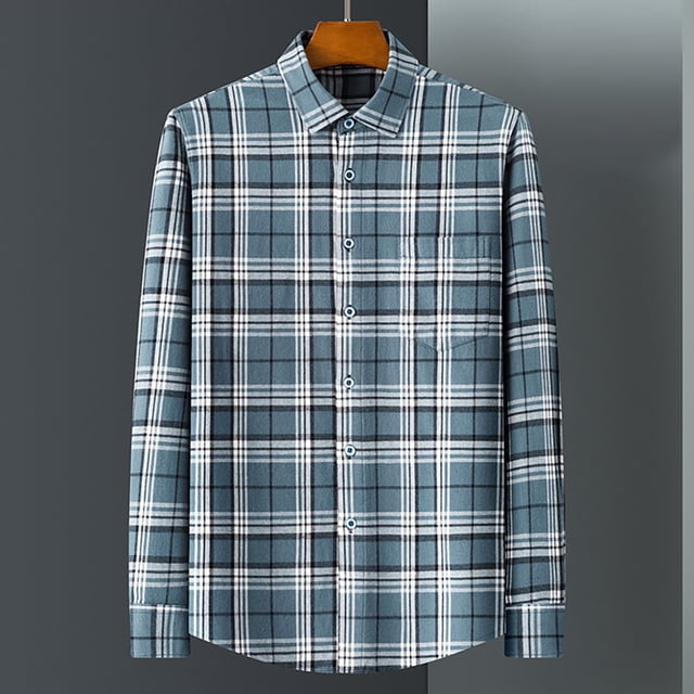 Seeotter Mens Shirts Long Sleeve Plaid Button Down Shirts Casual Cotton Shirts
