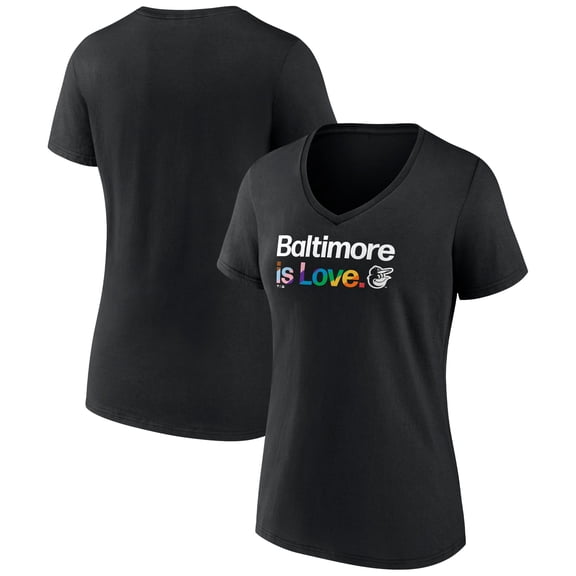 Women's Black Baltimore Orioles City Pride V-Neck T-Shirt