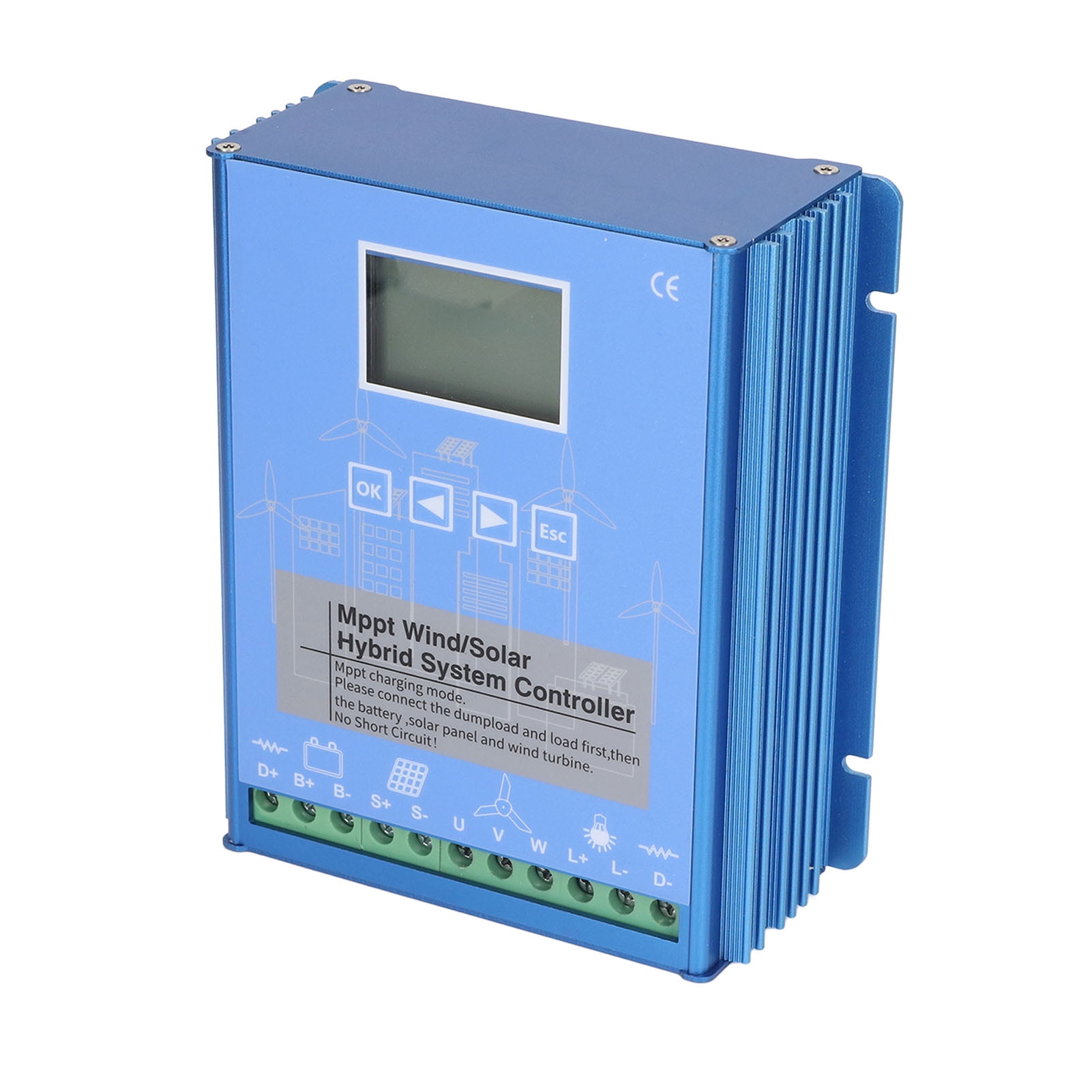 Wind & Solar Hybrid Controller MPPT PWM Charging 800W Wind 600W PV Solar Regulator 12V 24V with Unloading Resistor, Dual Input Hybrid Charge Controller for Renewable Energy Systems