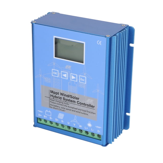 Controlador Híbrido Solar, Seguro Y Confiable Pantalla LCD De 12 V 24 V Regulador Híbrido Solar Eólico Fácil De Navegar Con Resistencia De Descarga Externa Para Barco