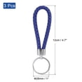 thumbnail image 2 of Uxcell Keyring Woven Lanyard Straps Braided Leather Keychain, Blue 3 Pack, 2 of 5