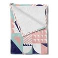 thumbnail image 2 of Geometric Soft Flannel Fleece Blanket, Contemporary Art Design Formed of Groovy Shapes Tricolor Doodle, Cozy Plush for Indoor and Outdoor Use, 50" x 60", Blush Indigo and Mint Green, by Ambesonne, 2 of 5