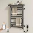 thumbnail image 2 of SIOYIE Smart Heated Towel Rack, 160W Wall-Mounted Electric Towel Warmer with Shelf, 8-Bar, Wi-Fi App Control, 1-24H Timer, 115℉-155℉, Low Carbon Steel, IPX5, Plug-in/Hardwired, Gray, 2 of 9
