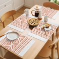 thumbnail image 5 of Orange Boho Placemats Set of 12 Vintage Southwestern Geometric Stripes Place Mats Indoor Wipeable Table Mats Washable Cloth Dining Table Placemats for Kitchen Holiday Party Home Decor 13x19 Inch, 5 of 9