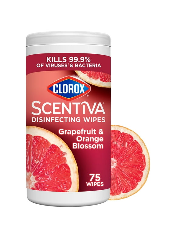Clorox Scentiva Bleach-Free Cleaning Wipes, Tahitian Grapefruit Splash, 75 Count