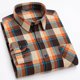 thumbnail image 3 of Camisas De Vestir Para Hombre Manga Larga Camisa de manga larga para hombre Camisa de moda para hombre de talla grande informal a cuadros de lana de algodón (Khaki, XXL-45), 3 of 4