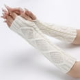 thumbnail image 4 of D-GROEE 1 Pair Knitted Arm Warmers Gloves Winter Long Fingerless Gloves Thumb Hole Gloves Mittens for Women, 4 of 8