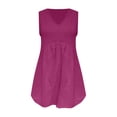 thumbnail image 4 of Endives Tank Tops For Women Linen Top V Neck Pleated Sleeveless Tops Summer Casual Shirts Pullover Tops Hot Pink, 4 of 5