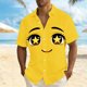 thumbnail image 2 of Camisa de Manga Corta Divertida de los Hombres Impresa con Botones - Tela Transpirable Ligera, Corte Suelto para las Vacaciones Y el Uso Diario, 2 of 5