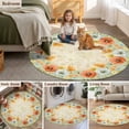 thumbnail image 6 of Orange White Poppy Round Area&nbsp;Rug 7ft Watercolor Floral Non-Slip&nbsp;Washable Circle Rugs Soft Felt Indoor Floor Mat for Bedroom Kitchen Living Room Bathroom, 6 of 9