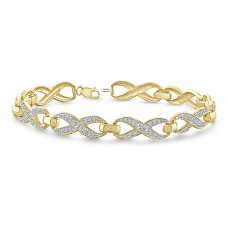 JewelersClub White Diamond Accent 14kt Gold Plated Brass Infinity Bracelet, 7.50