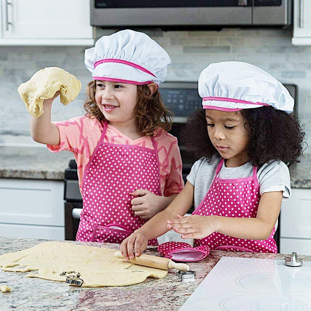 11pcs Kids Chef Apron and Hat Set Children Kichen Cooking Baking Cooks Play Gift 