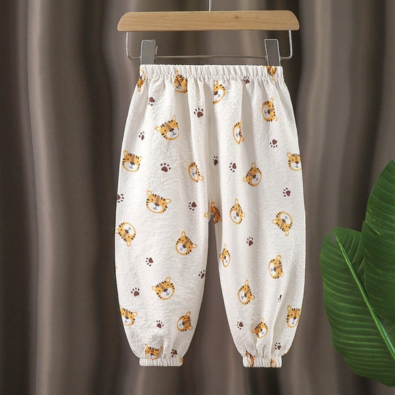 Toddler Boy Girl Summer Thin Pants,Boys Cotton Harem Pant Girls Gauze Muslin Loose Bloomers Yellow 7-8 Years