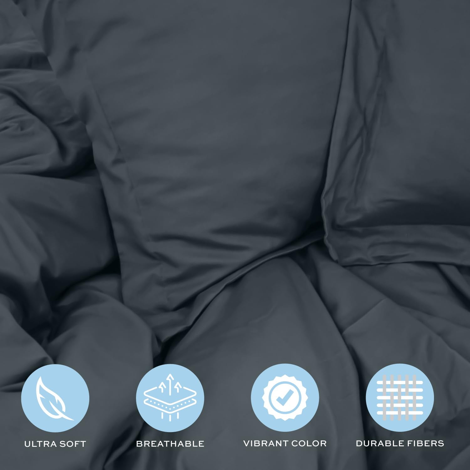 White Classic Luxury Collection 3-Piece Microfiber Zippered Duvet Cover Set, Gray, King, 104 x 90