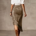 thumbnail image 6 of Ahabrexf Long Skirts for Women Fall Midi Skirt High-Waisted Asymmetric Fringe Split Bodycon, 6 of 9