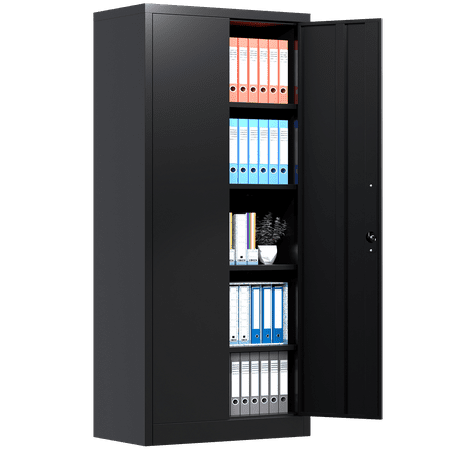

SUXXAN Metal Storage Cabinets with Locking Doors and Adjustable Shelves for Home Office Garage and Utility Room (1 Handle Black)