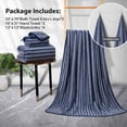 thumbnail image 2 of Jessy Home 8 Pcs Navy Blue Bicolor bar Stripe Large Bath Towels Set 2 Oversized Bathroom Towels, 2 Hand Towels, 4 Washcloths, 2 of 7