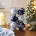 thumbnail image 3 of Christmas Ornaments 6 Pcs Toile Print Fabric Wrapped Christmas Balls, Vintage Chinoiserie Xmas Tree Decorations With Velvet Ribbon for Garland Wreath Mantel Holiday Decor 3 inch A, 3 of 9