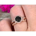 thumbnail image 4 of 10k Rose Gold 2.25 Carat Round Cut Black Diamond Moissanite Engagement Rings With Two Matching Wedding Band Diamonds Halo Design Art Deco, 4 of 5
