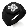 thumbnail image 1 of Stainless Steel Aso Samurai Crest Engraved Hexagon Crest Flat Top Biker Style Polished Ring, 1 of 1