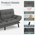 thumbnail image 5 of Futon Sofa Bed Convertible Couch, Grey Linen Sofa Bed with Memory Foam, Adjustable Backrest & Armrests, Multifunctional Small Loveseat Sleeper Sofa for Living Room, Apartment, Office, 5 of 9