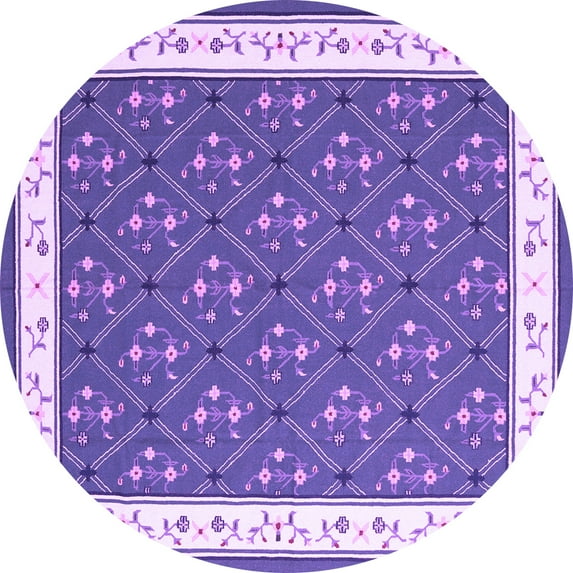 Ahgly Company Indoor Round Abstract Purple Contemporary Area Rugs, 3' Round