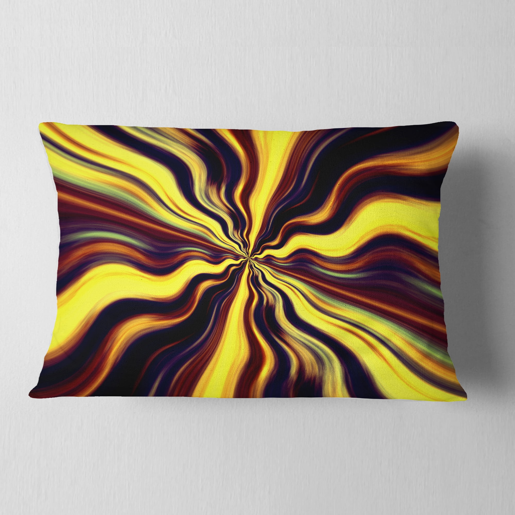 Designart Yellow Purple Black Fantasy - Abstract Throw Pillow - 12x20